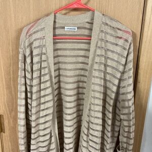 Croft & Barrow Beige and Brown Striped Cardigan